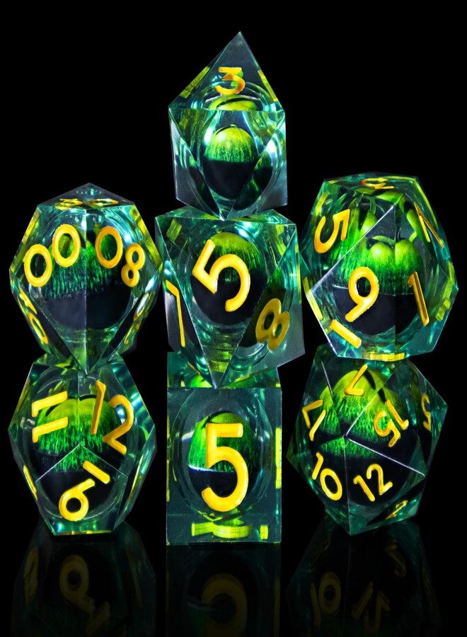 EZUO DND Resin Dice Dragon Eye Liquid Core Dice Set Sharp Edged Dice Set with Box, Dungeons and Dragons Polyhedral Dice, D&D RPG Role Playing Games (Green) - Image 4